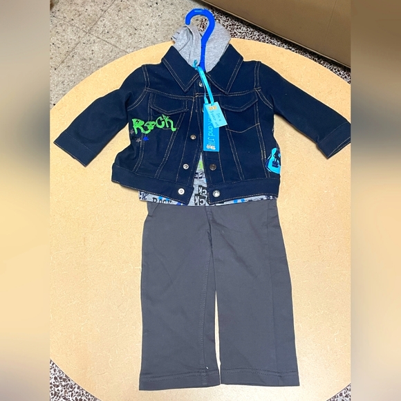 Hudson Bay Baby Boy Outfit 6 m | Jacket Pants, Top | Blue Grey - Picture 1 of 1